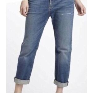 Holding Horses Anthropologie Destressed Boyfriend Cropped Jeans Size 30